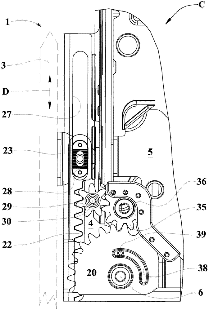 Hinged device with translating coated panel