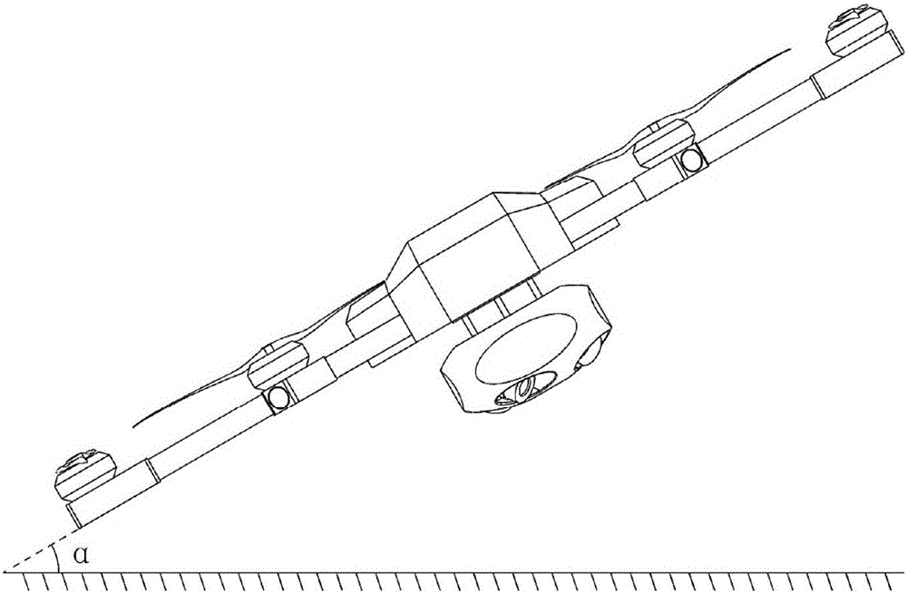 Oblique photographic camera provided with self-stabilizing system and control method of oblique photographic camera