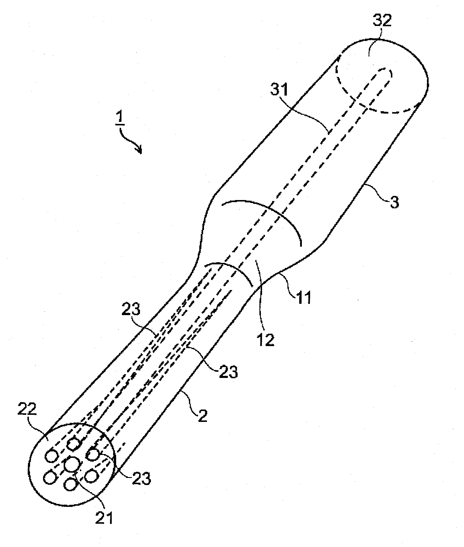 Optical fiber and method of manufacturing the same, end part processing method of optical fiber and optical fiber with ferrule