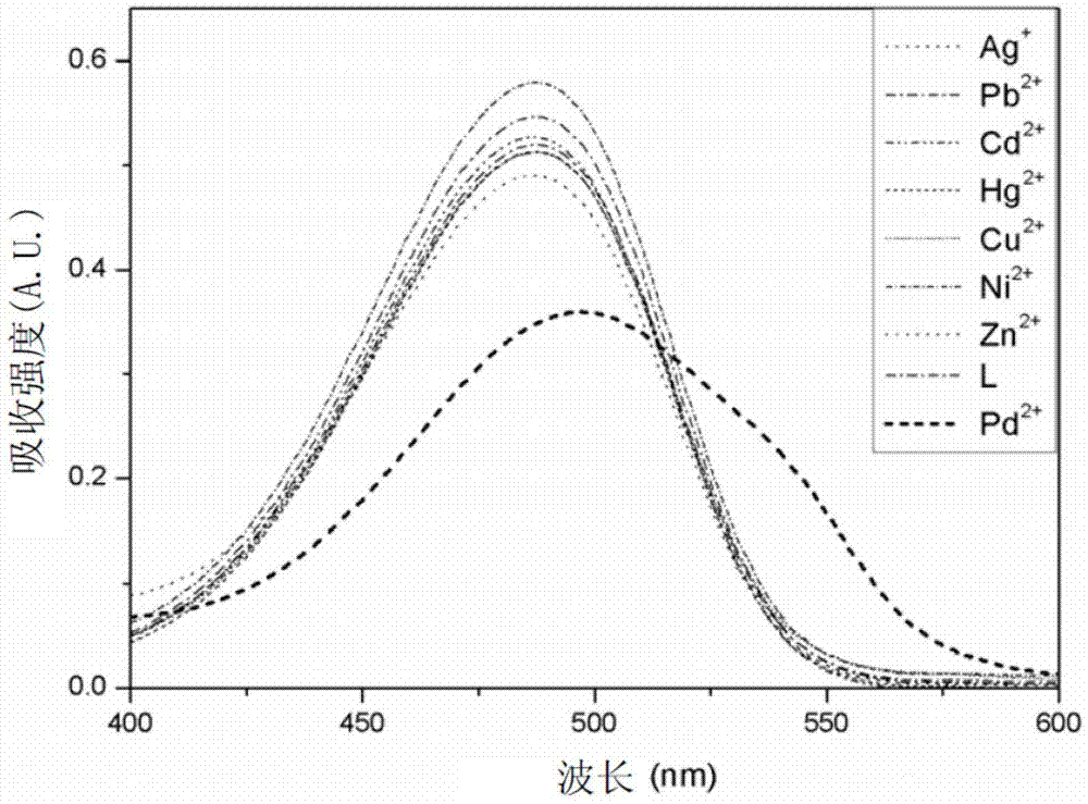 Palladium ion probe and preparation and application thereof