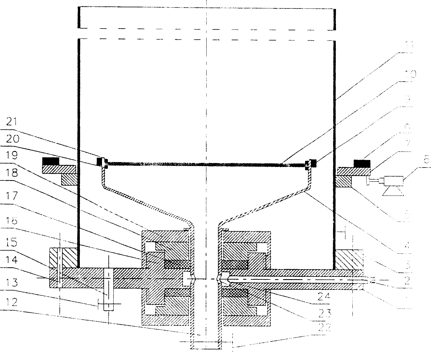 Magnetic driven rotation gas distribution device in gas-fluid multi-phase system