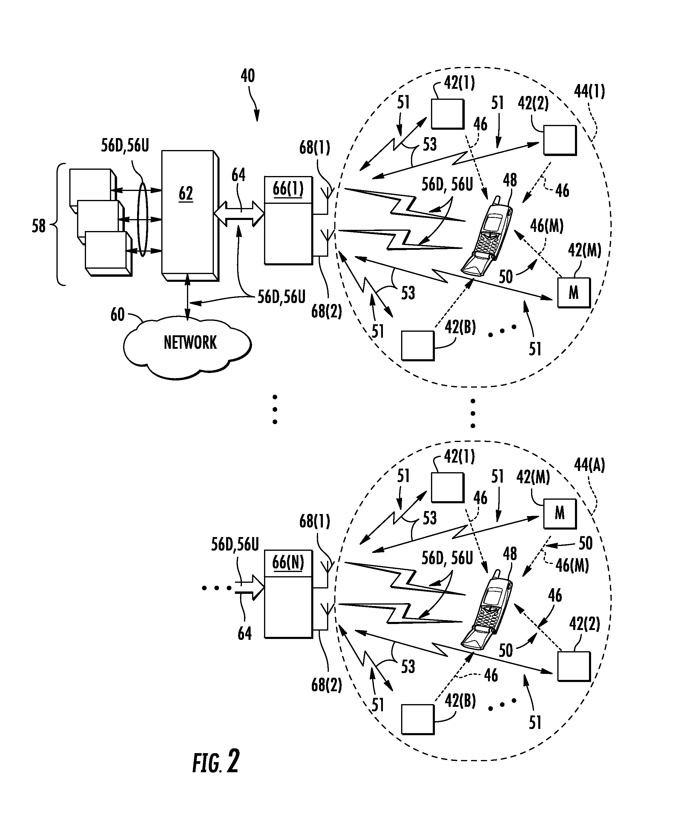 Ultrasound-based localization of client devices with inertial navigation supplement in distributed communication systems and related devices and methods