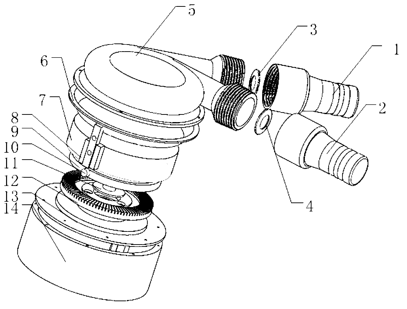 Vortex type implantable pulse ventricle assisting blood pump