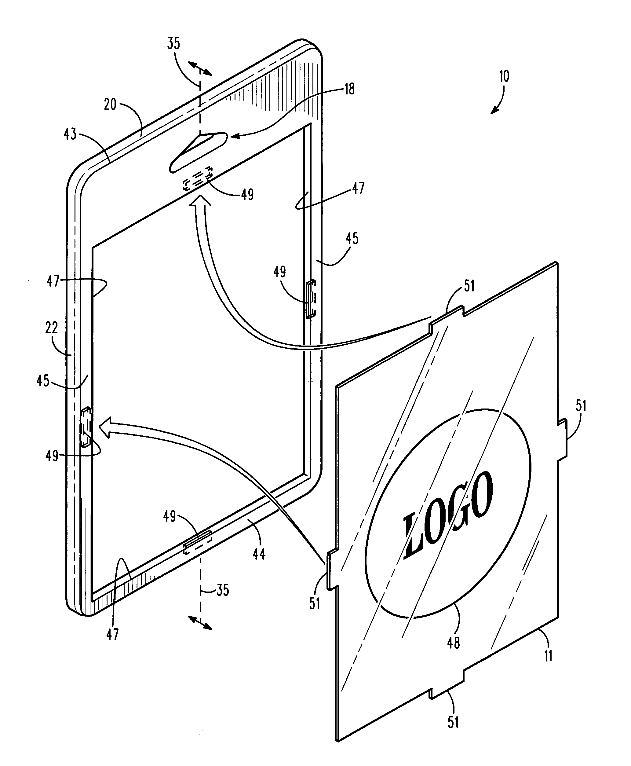 Low profile graphic display device and method