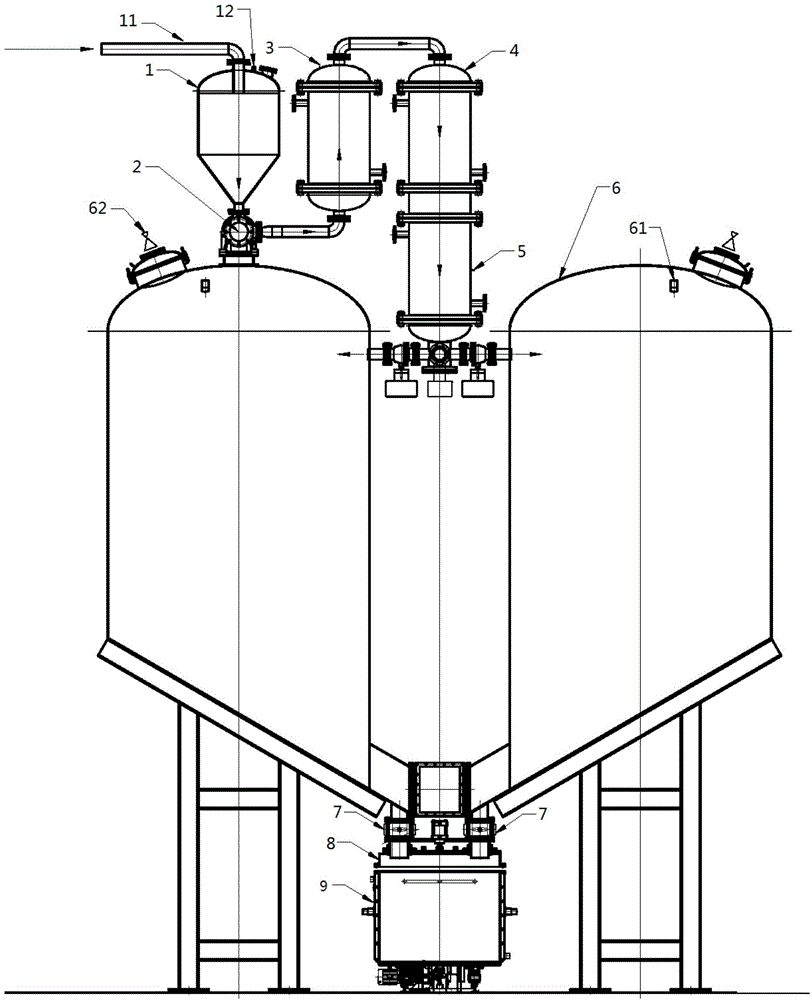 Vacuum cooling warehousing and vacuum delivering system for high-viscosity materials