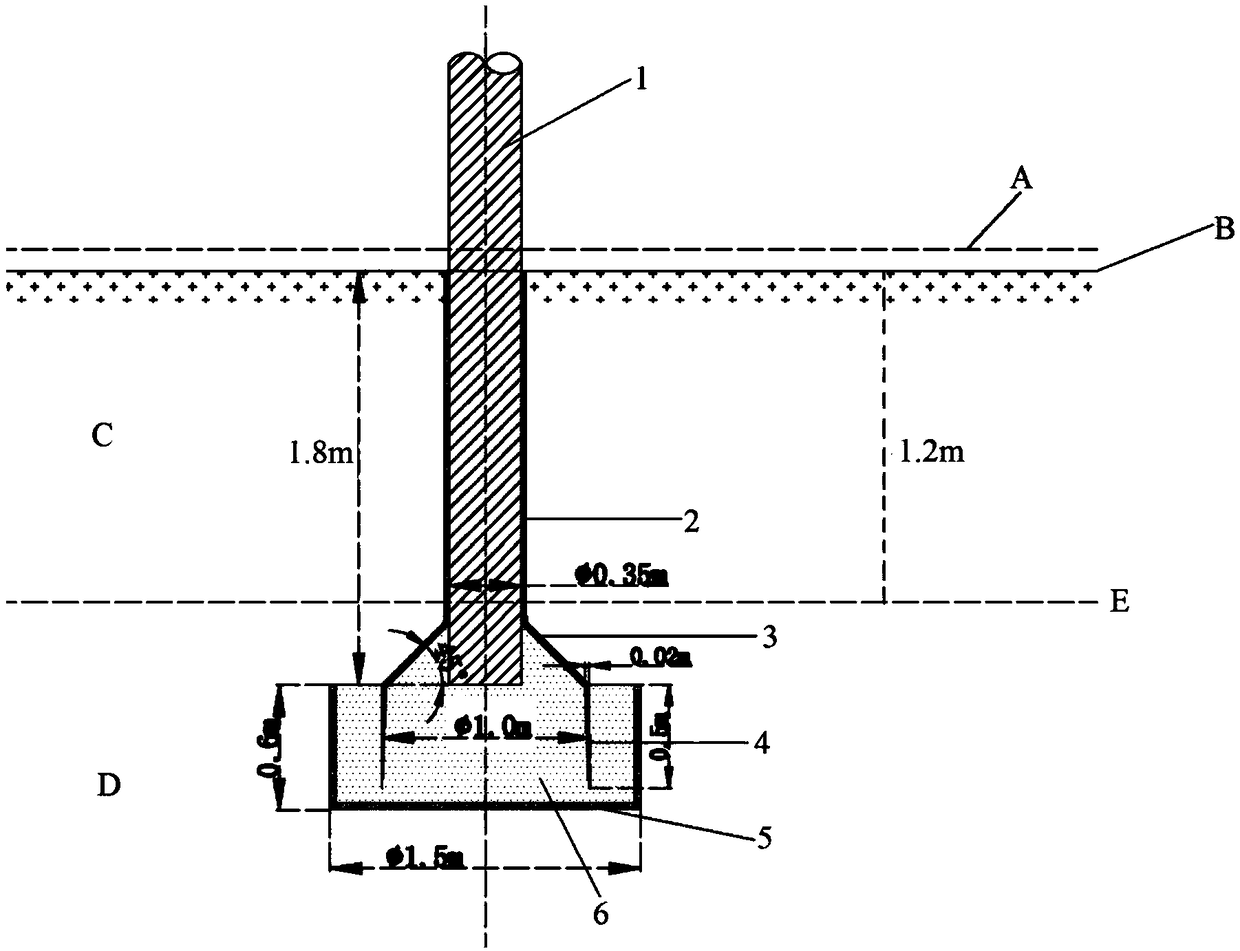 Structure for preventing telegraph pole upward pulling due to soil frost heaving