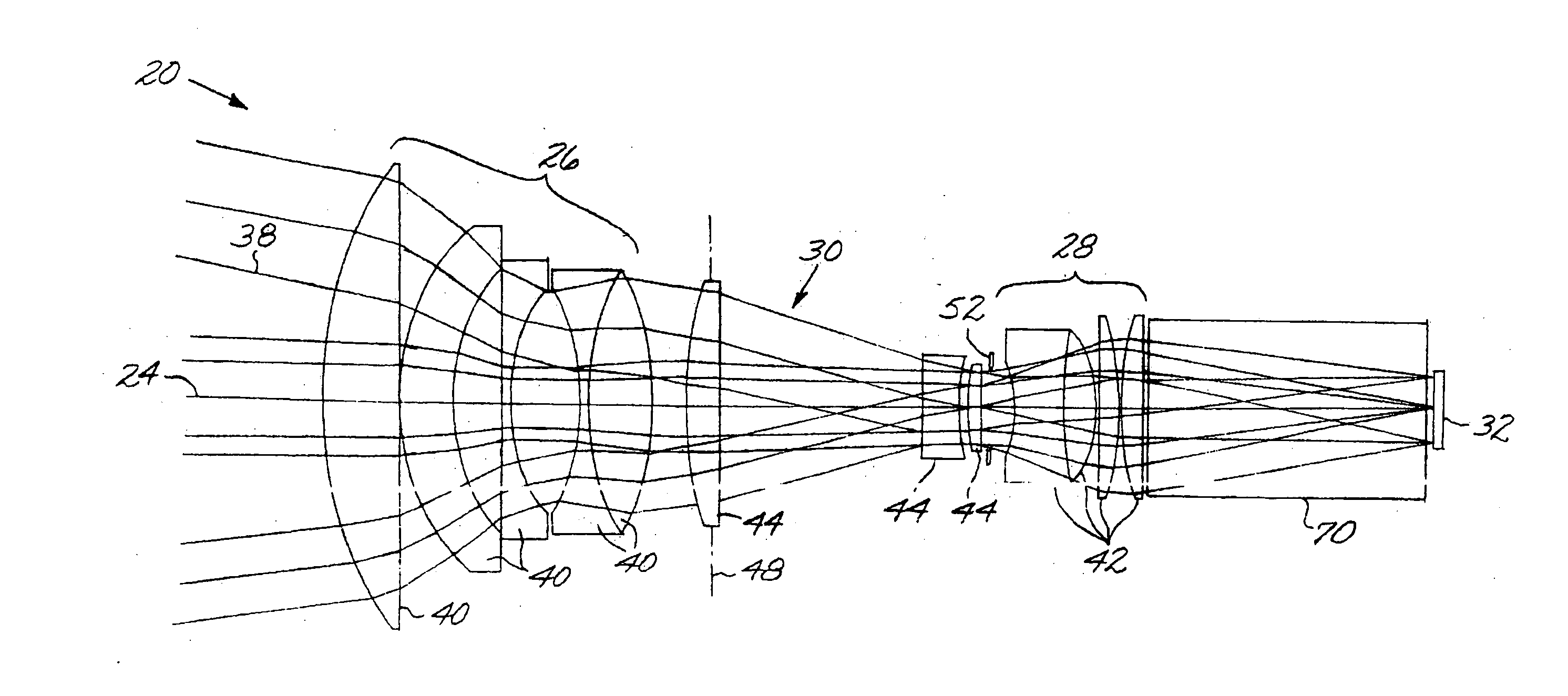 Optical system including an anamorphic lens