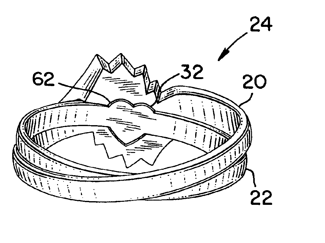 Engagement set with locking arrangement and rear crossover configuration