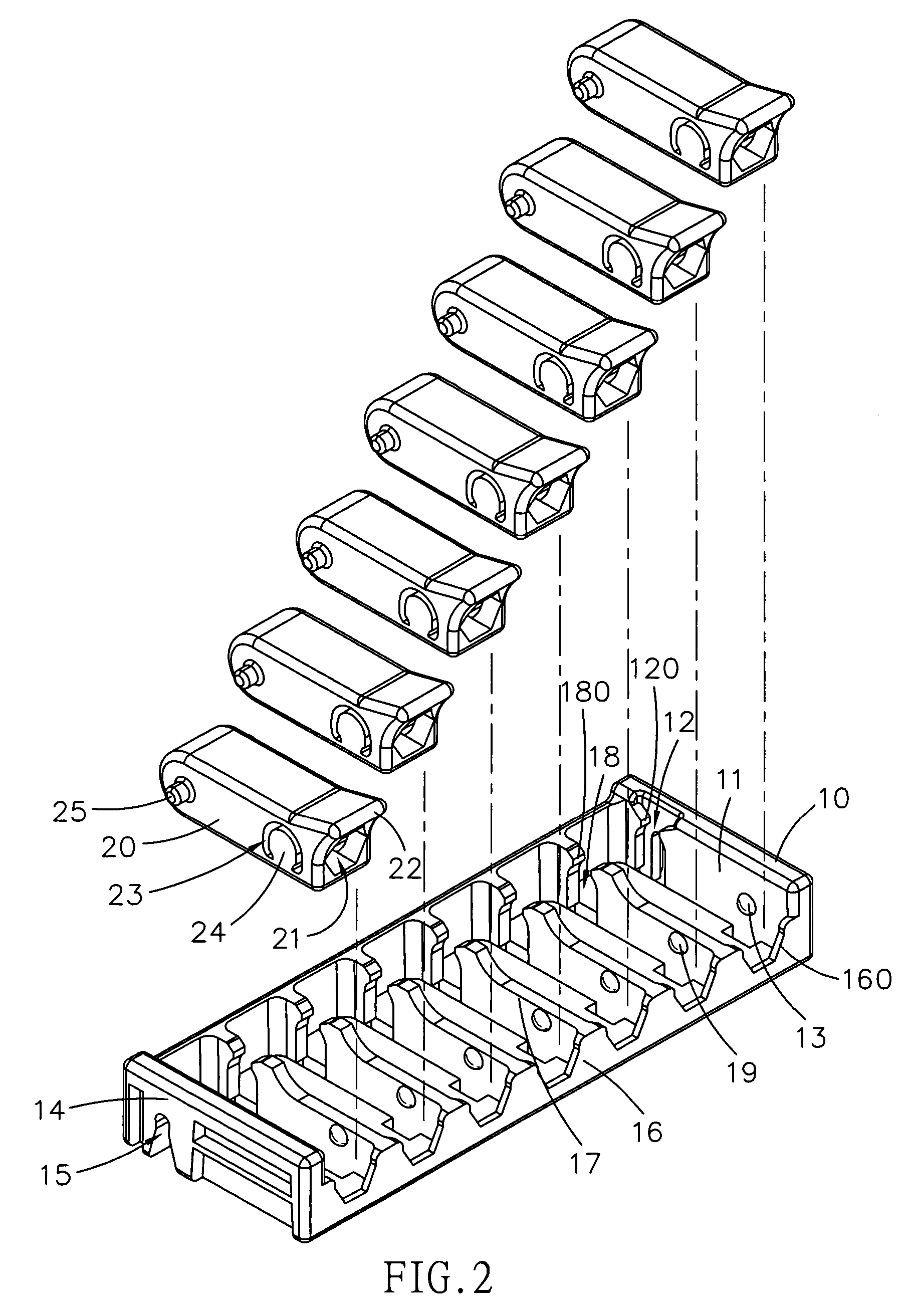 Tool box with pivoting seats for screwdriver tips