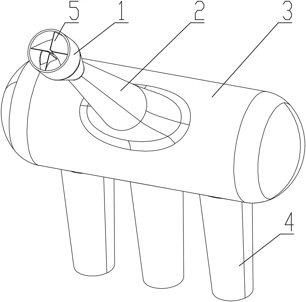 Engine air intake system with air inlet flow guiding blade grid and simulated analysis method