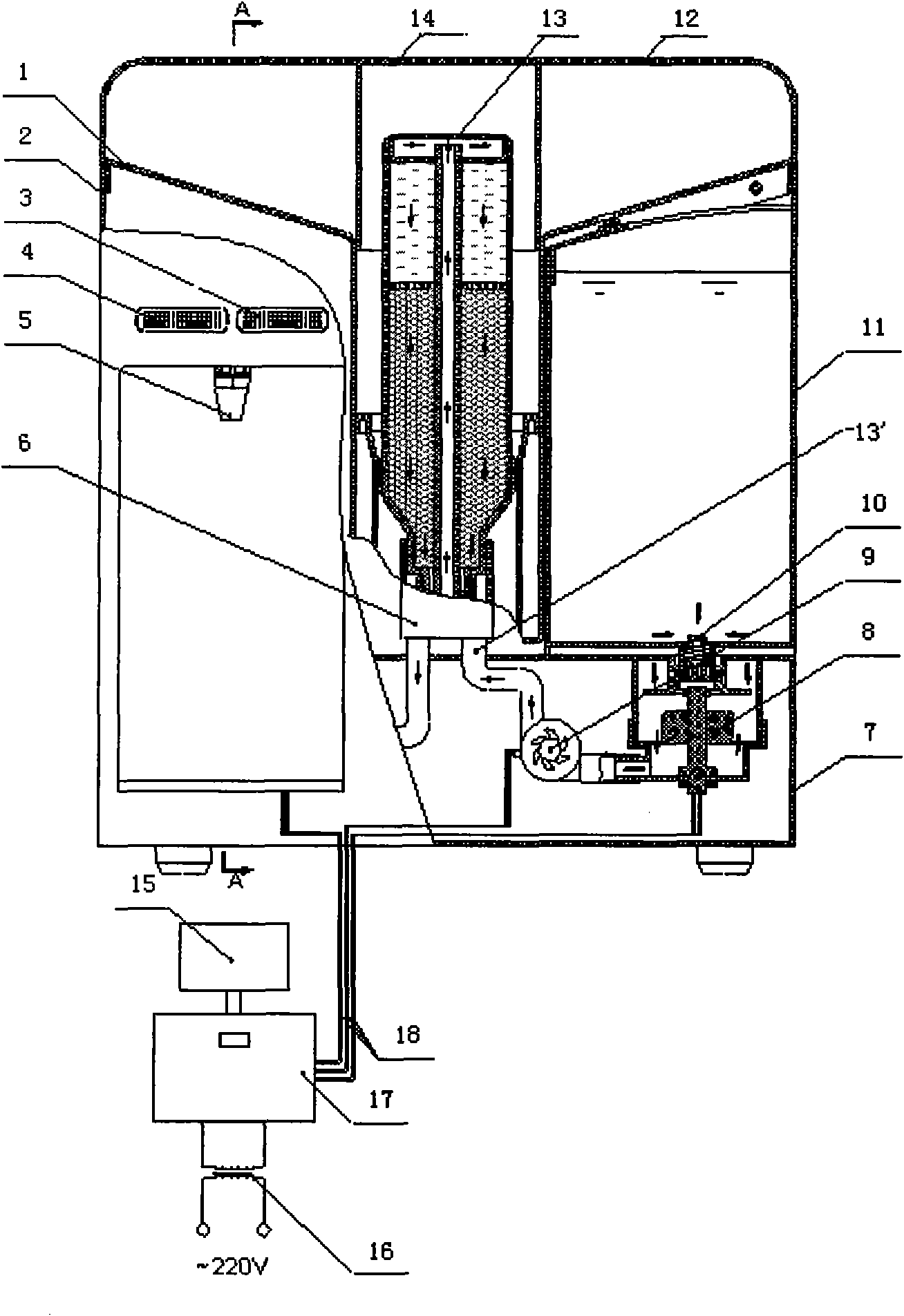 Purification drinking device and control method thereof