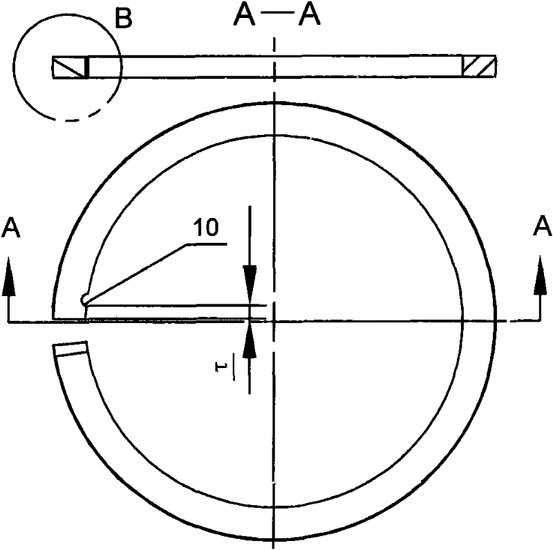 End-clearance-free piston ring provided with positioning groove