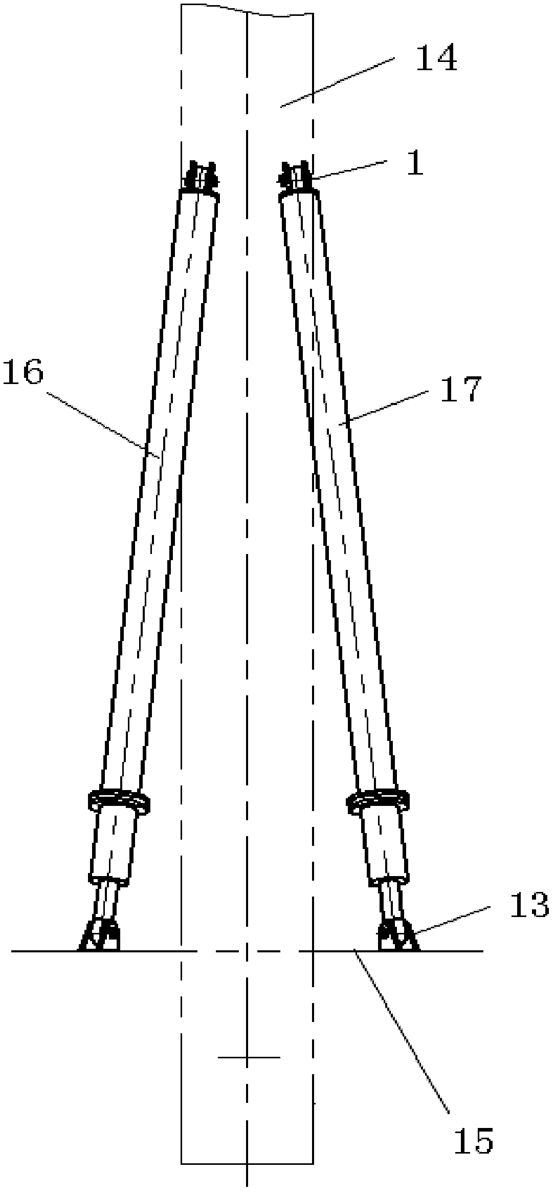 Three-fulcrum anti-overturning protecting device for pile frame