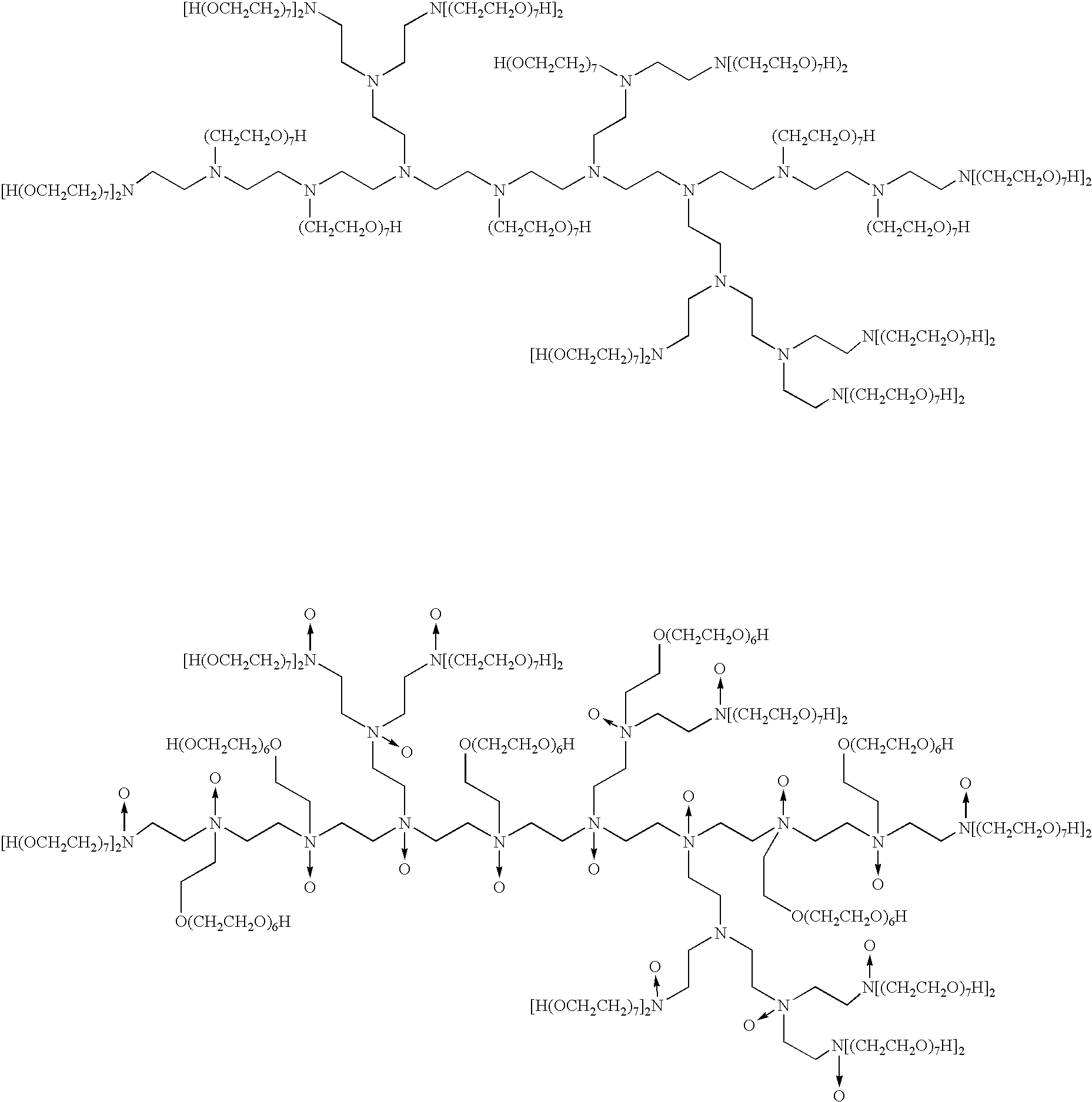 Liquid composition comprising polyalkoxylated polyamines or polyimines