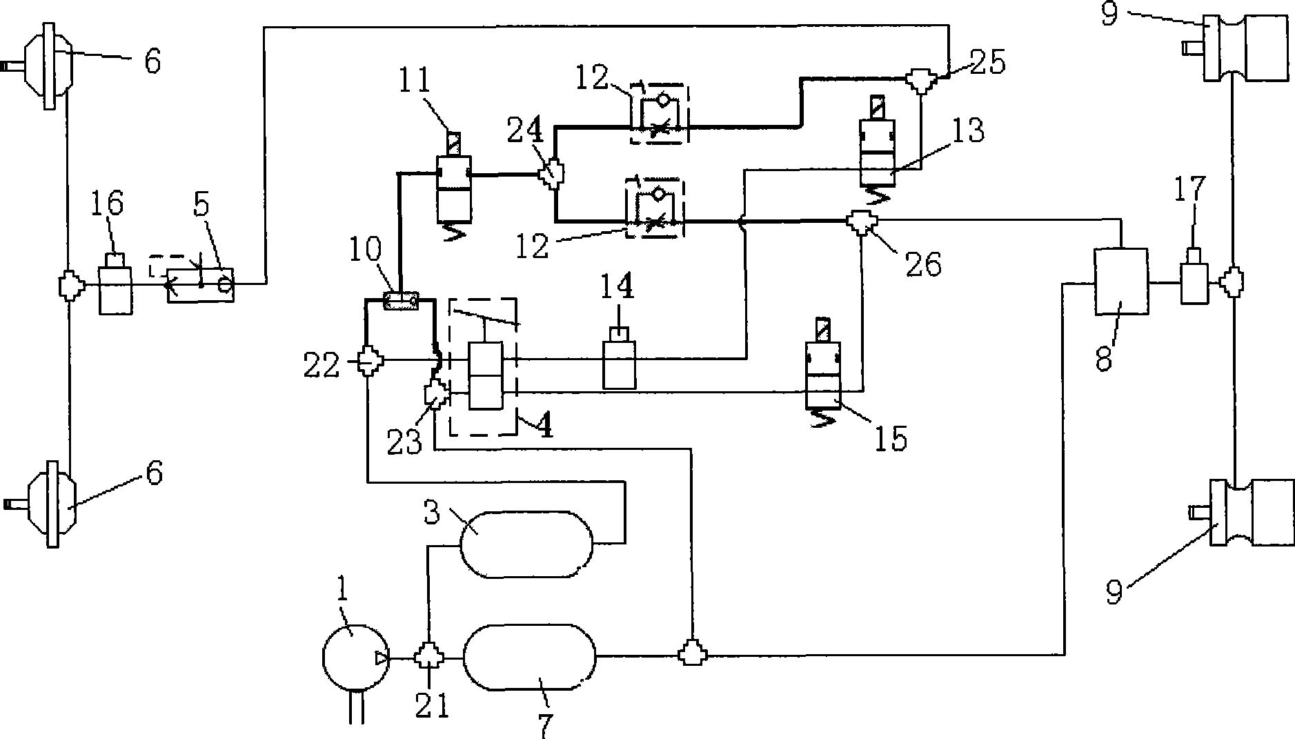 Air-pressure electric-control auxiliary brake device