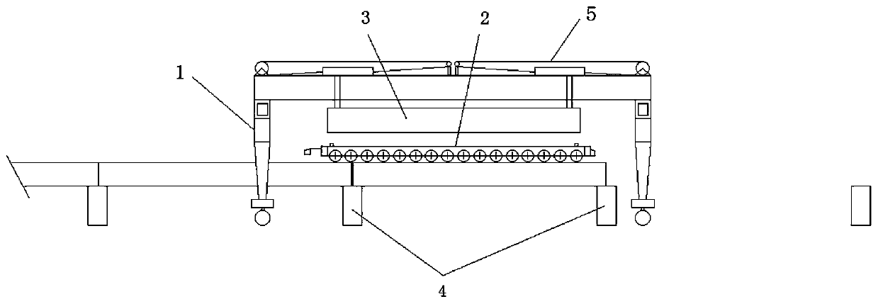 A bridge erection construction method using a 900-ton beam moving machine to load beams on bridge deck beam trucks