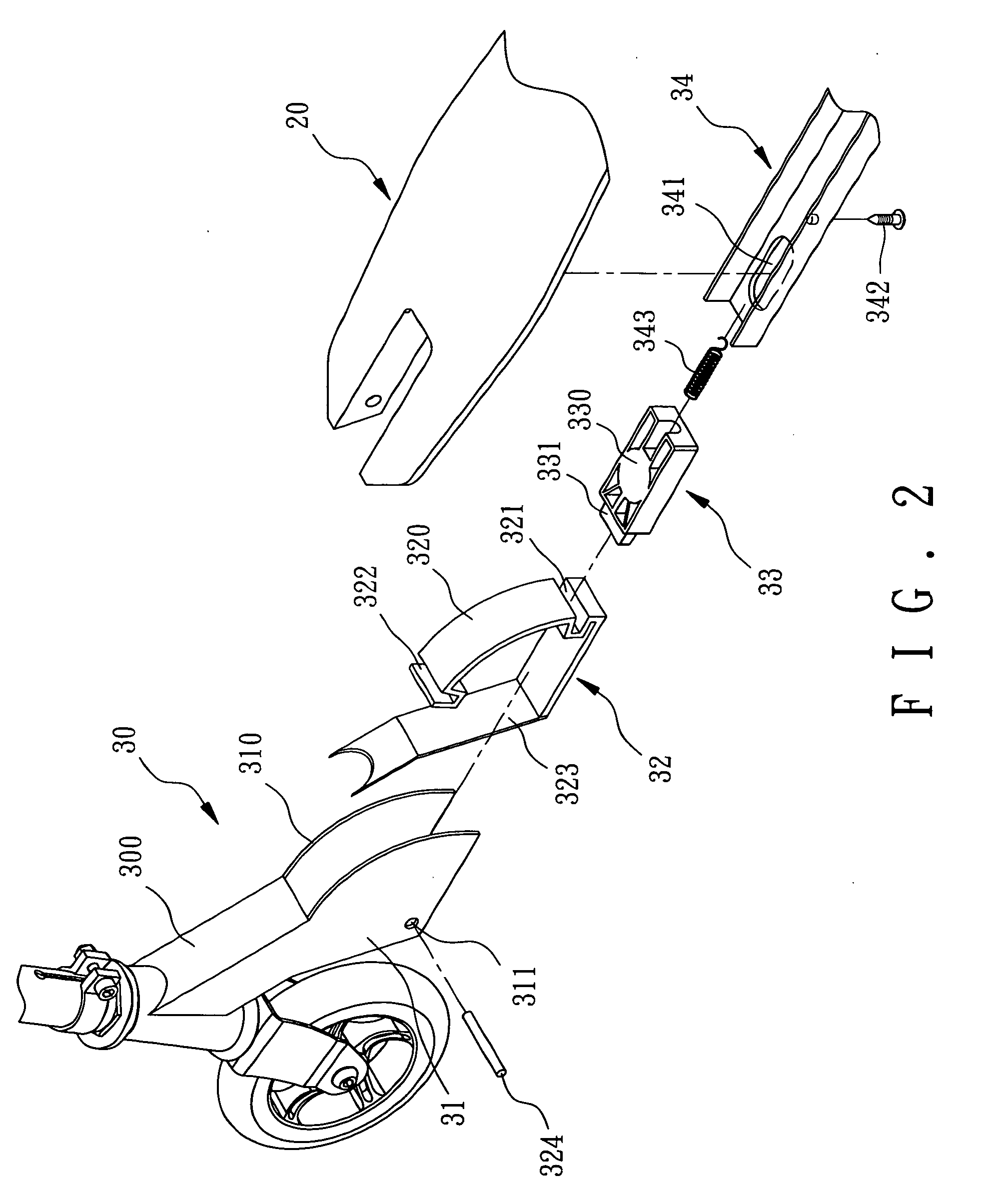 Folding device for scooters