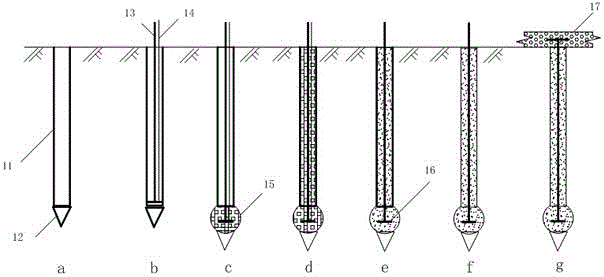 Construction method for expansion head anti-pressing and anti-pulling pile