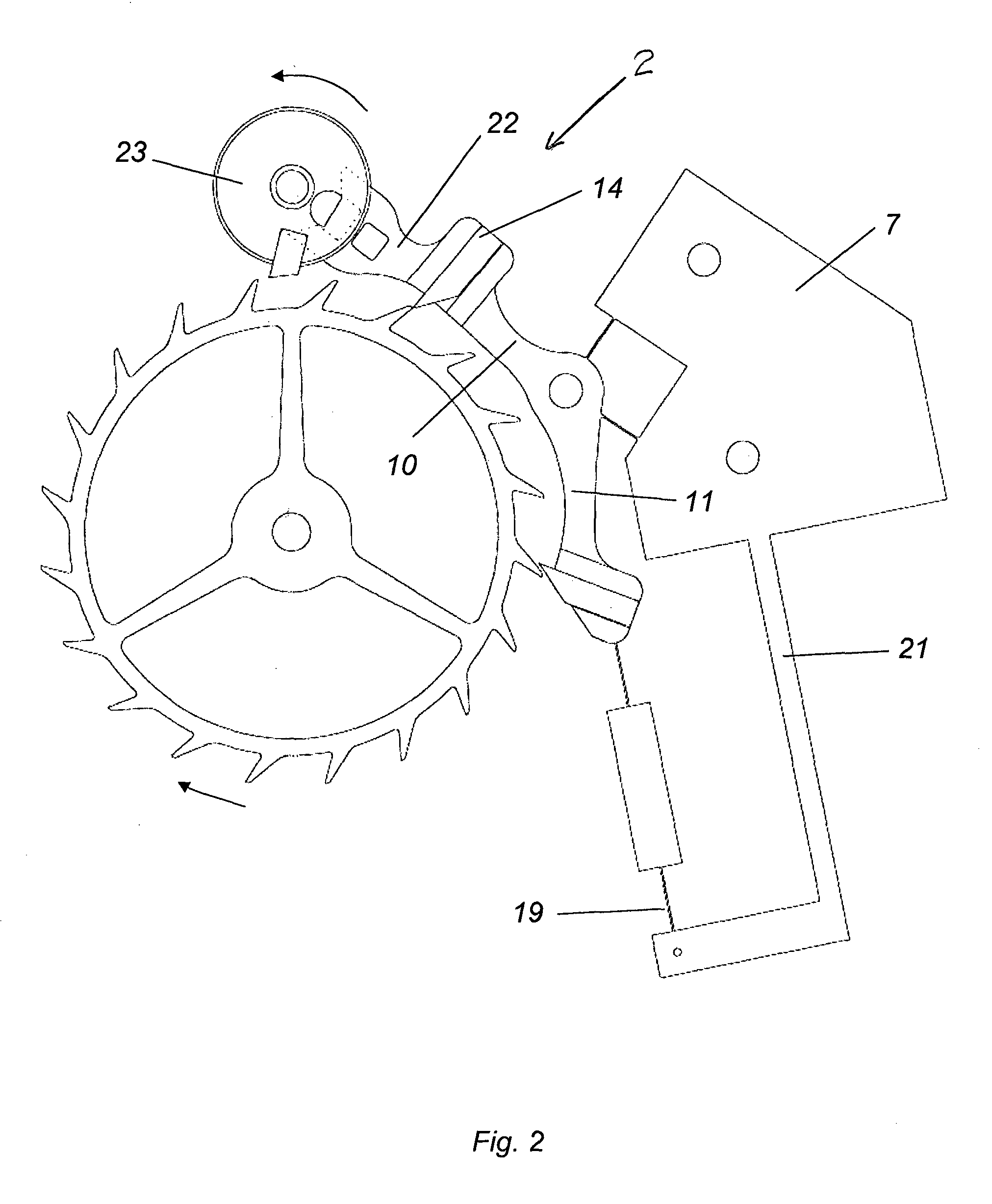 Immobilizing device for a toothed wheel