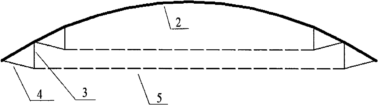 Suspended support arch shell structure