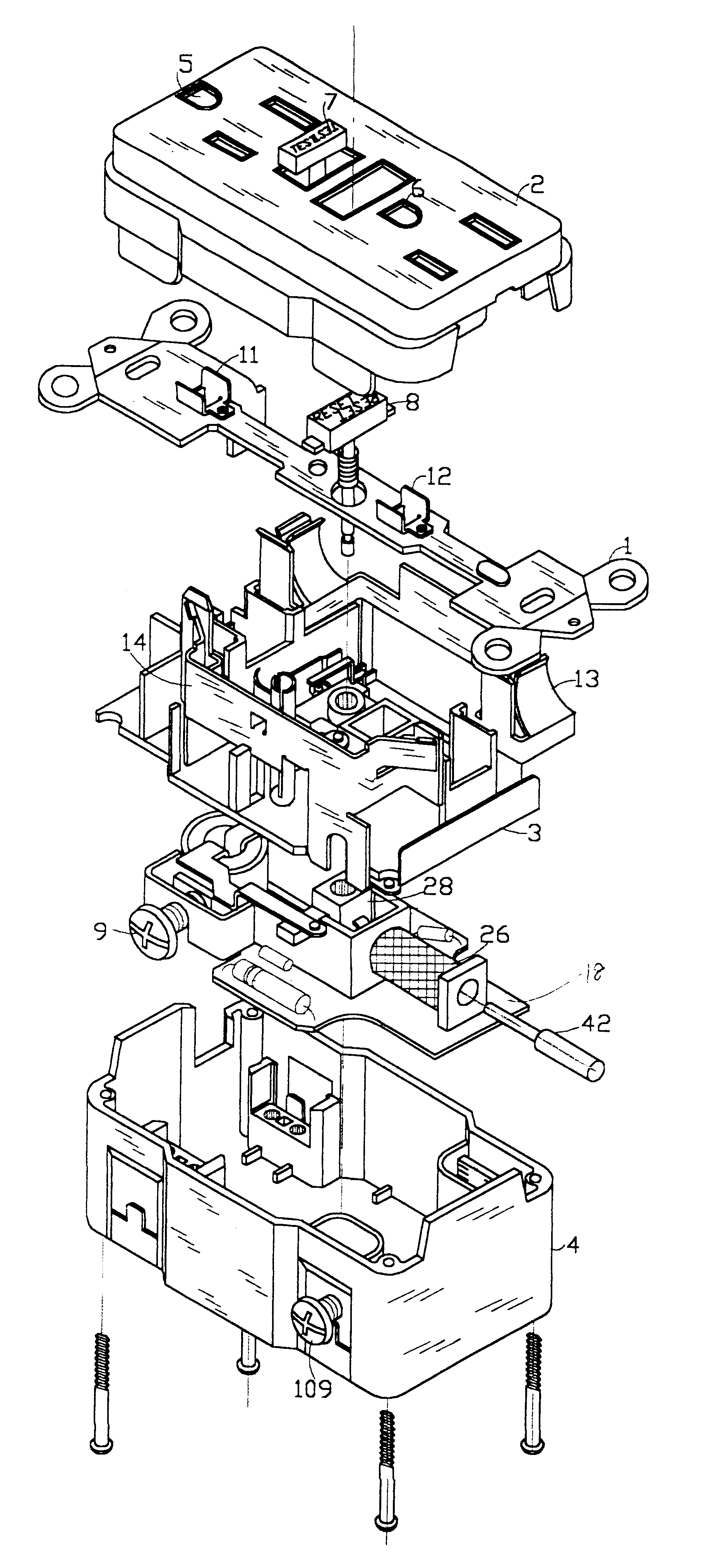 Ground fault interruption receptacle