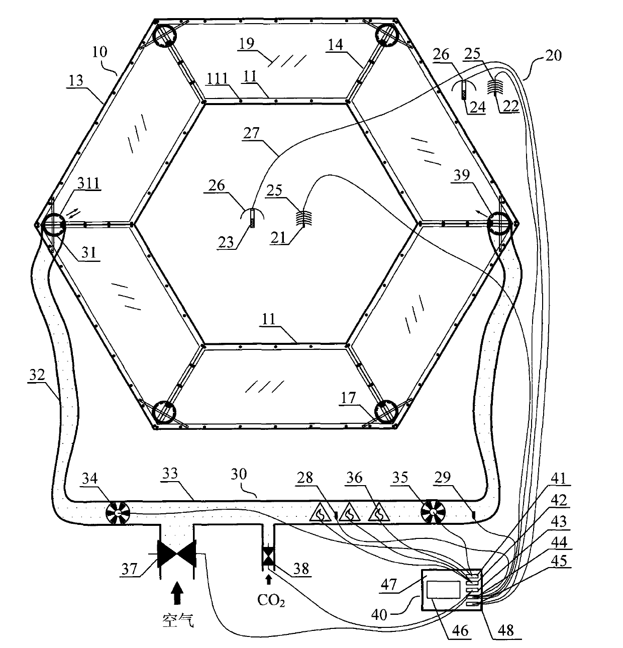 Semi-opened type climatic variation in-situ simulation air chamber