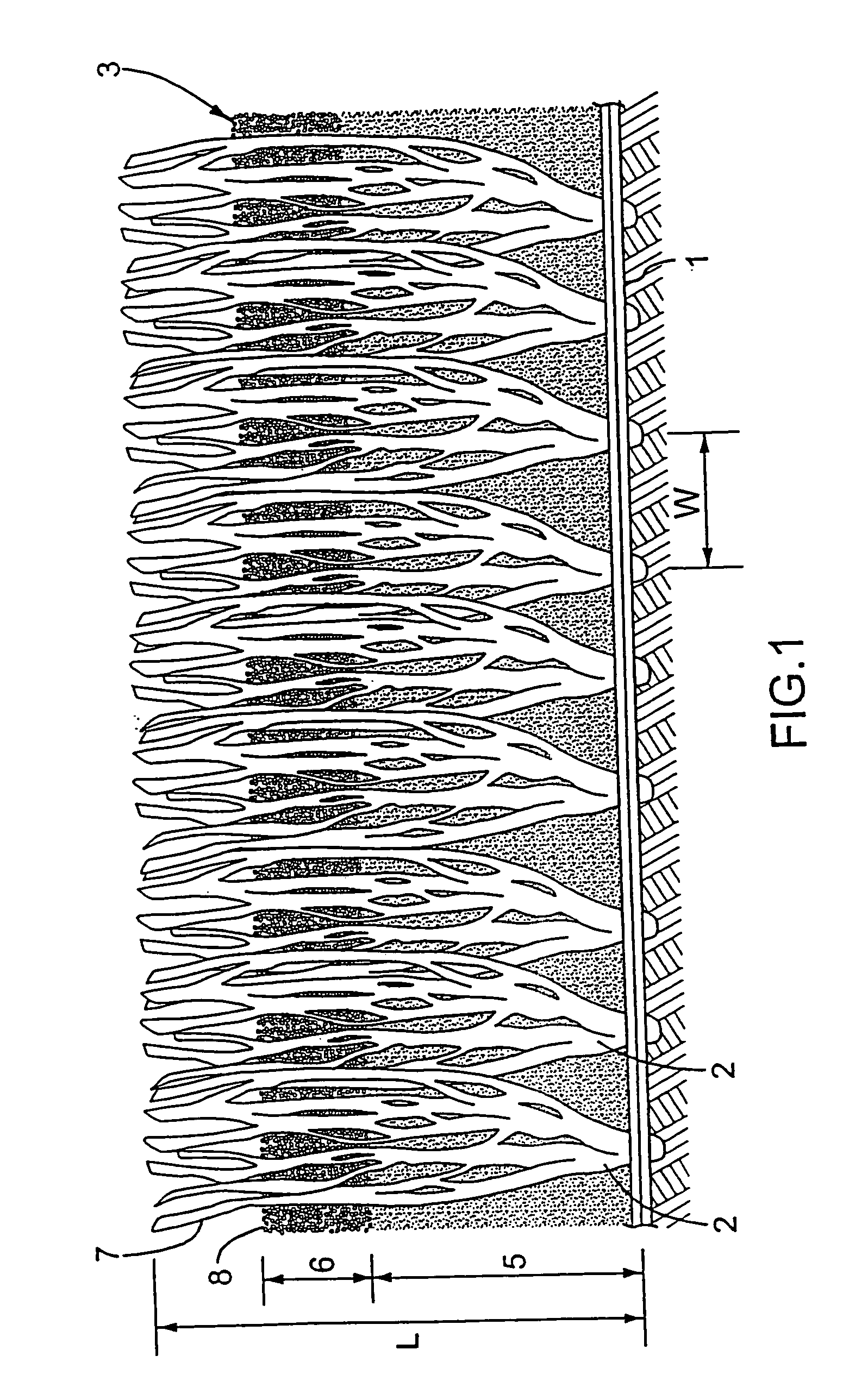 Synthetic grass with resilient granular top surface layer