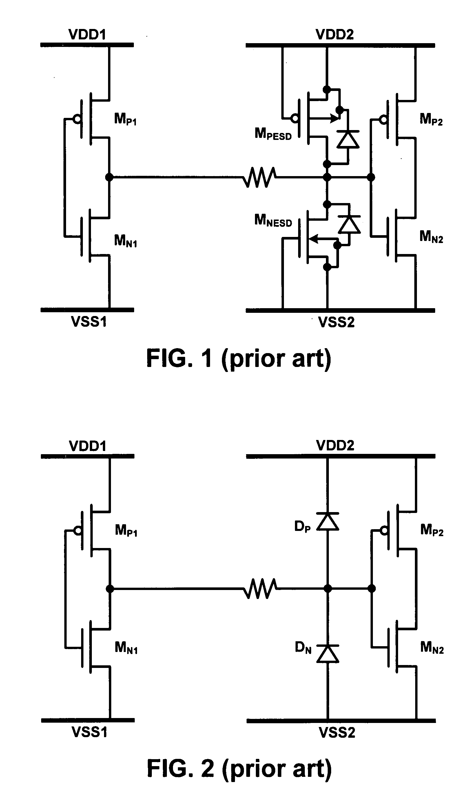 ESD protection circuit for IC with separated power domains