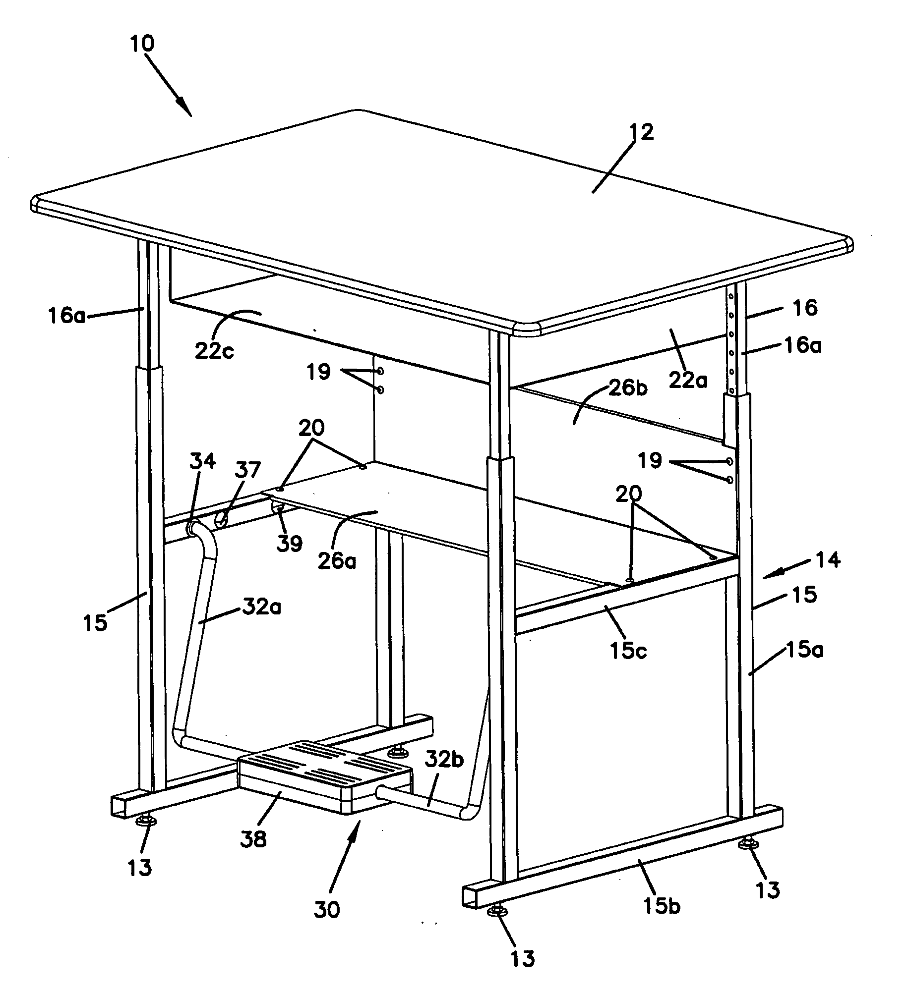 Adjustable Desk and Footrest Assembly