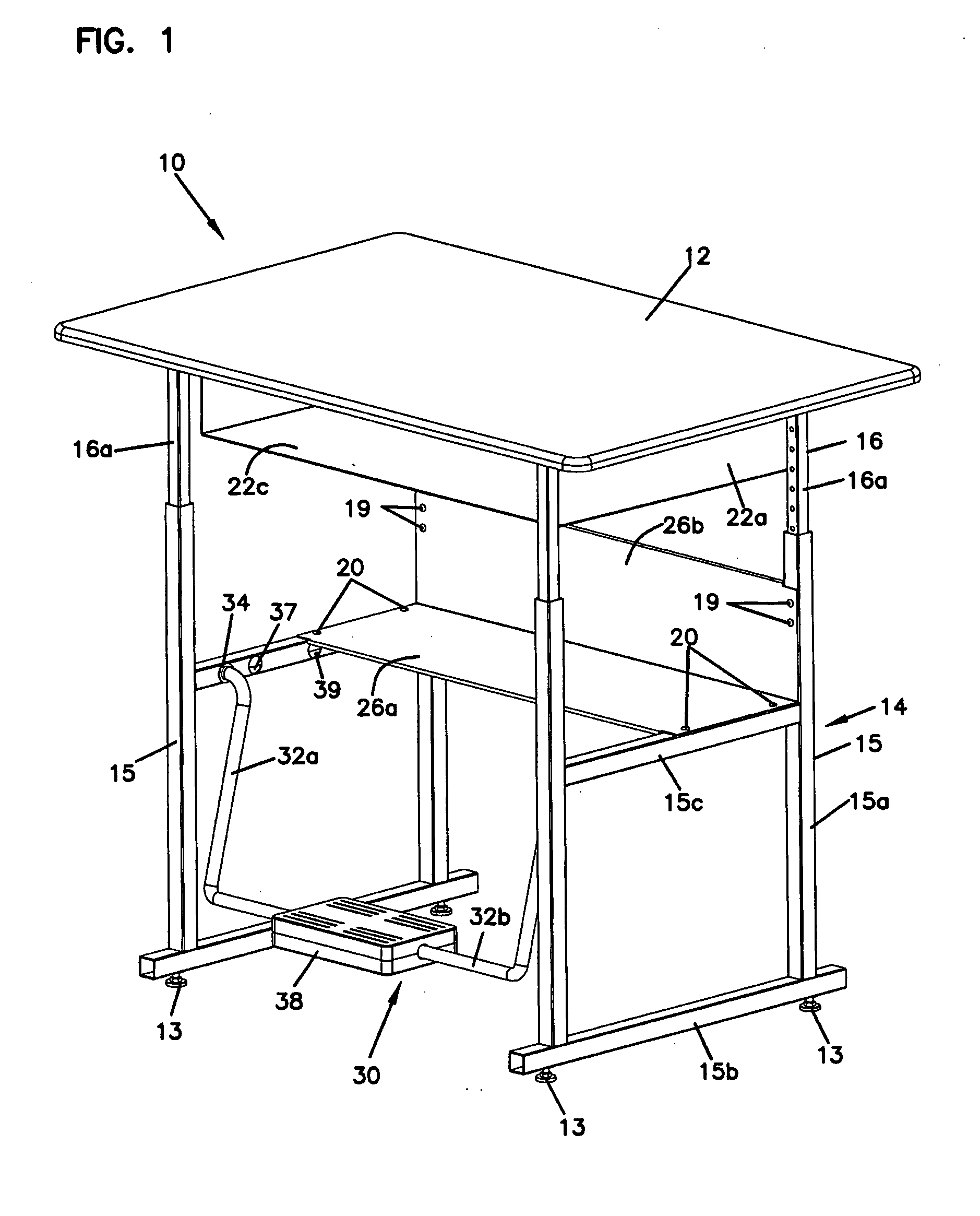 Adjustable Desk and Footrest Assembly