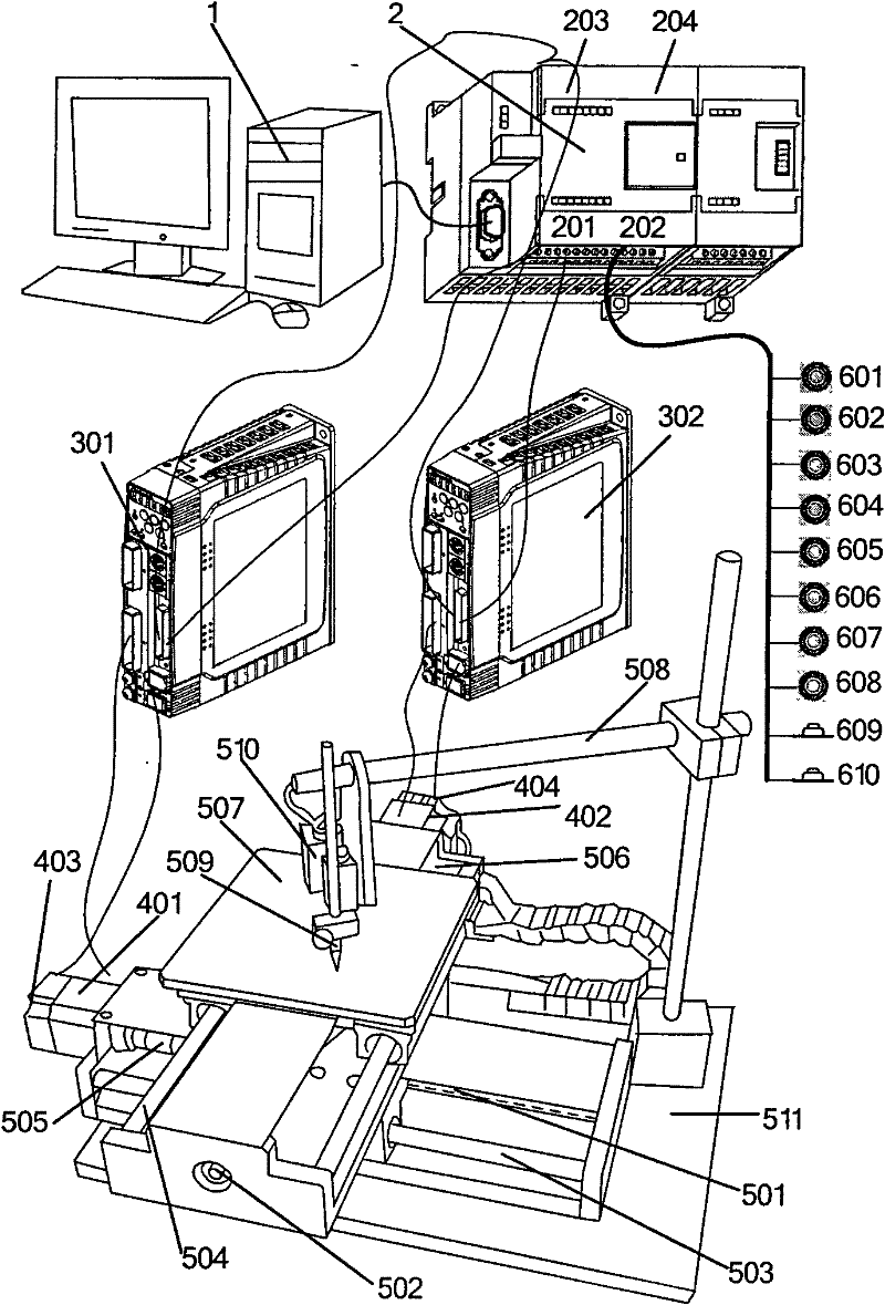 PLC-based two-dimensional motion demonstration platform for teaching and implementation method thereof