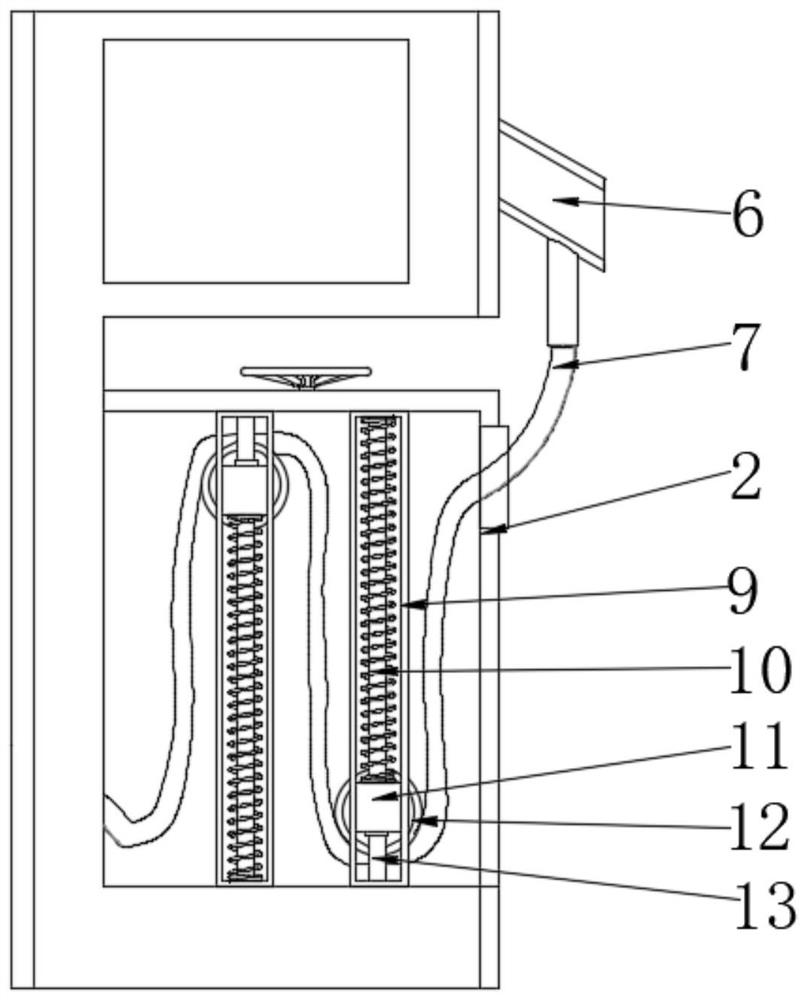 An AC charging pile with a wire take-up structure