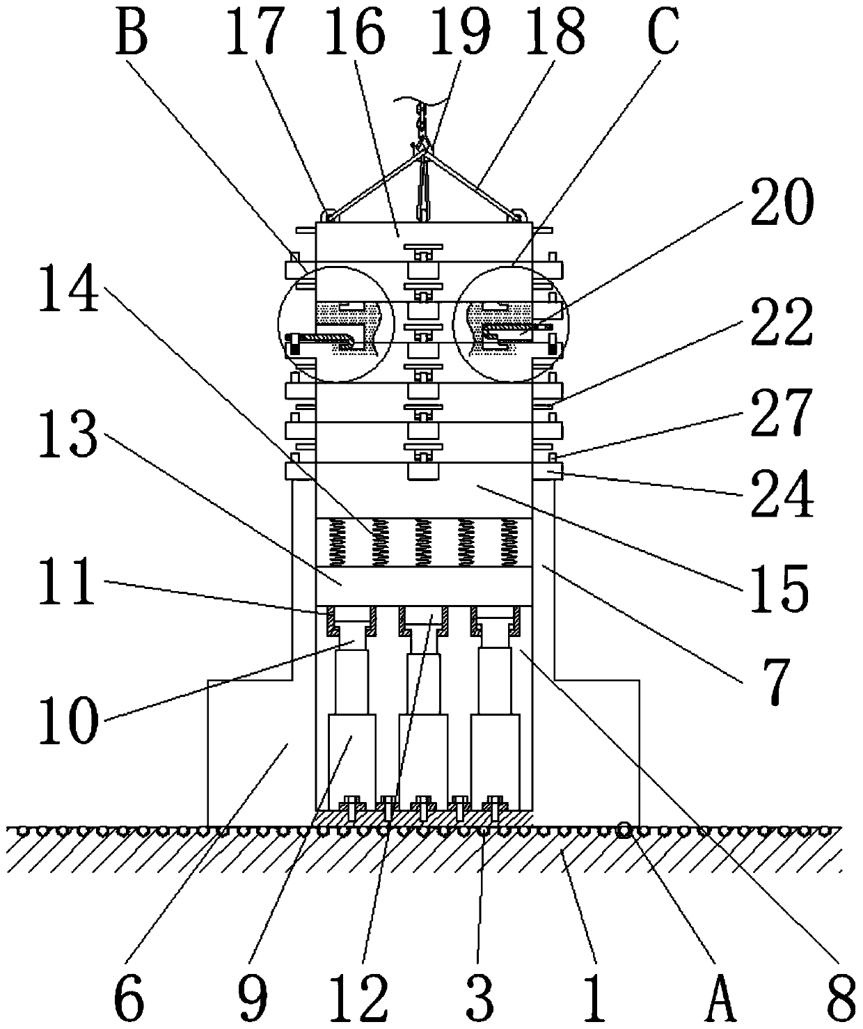 Suspension arm strength detection structure applied to engineering machinery production