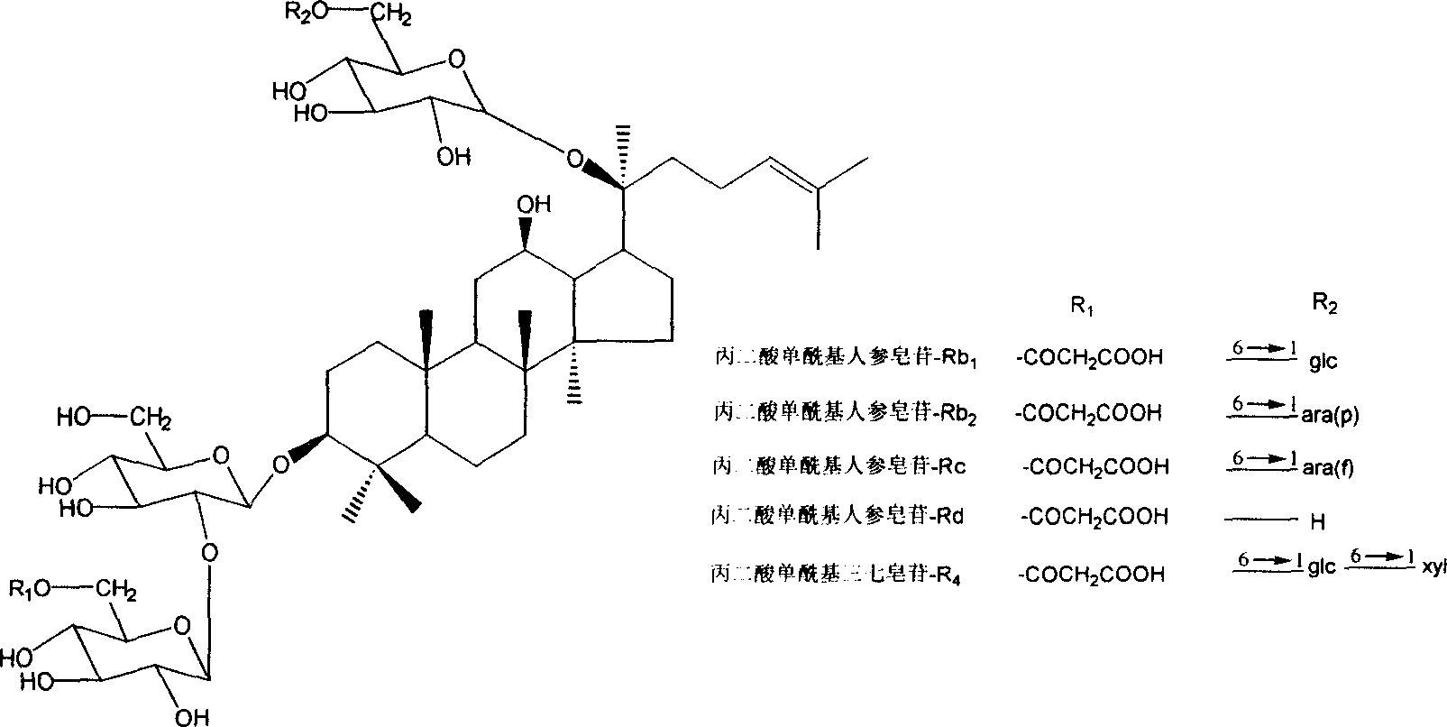 Technique for preparing malonyl ginsenoside, and application of medication in treating diabetes