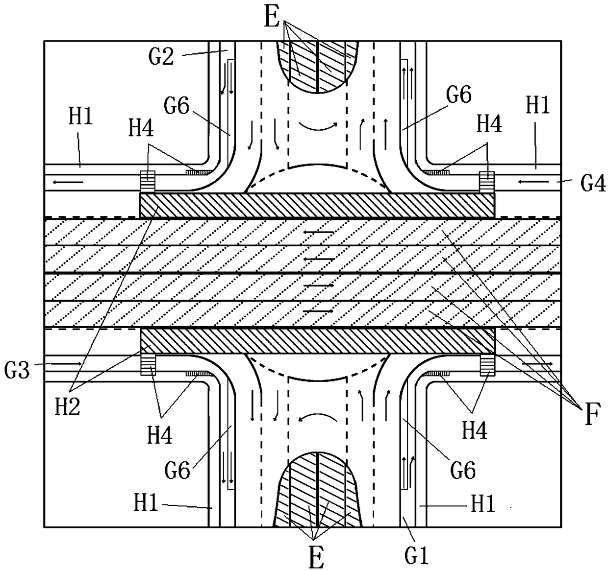 A red-light-free intersection overpass based on roundabout