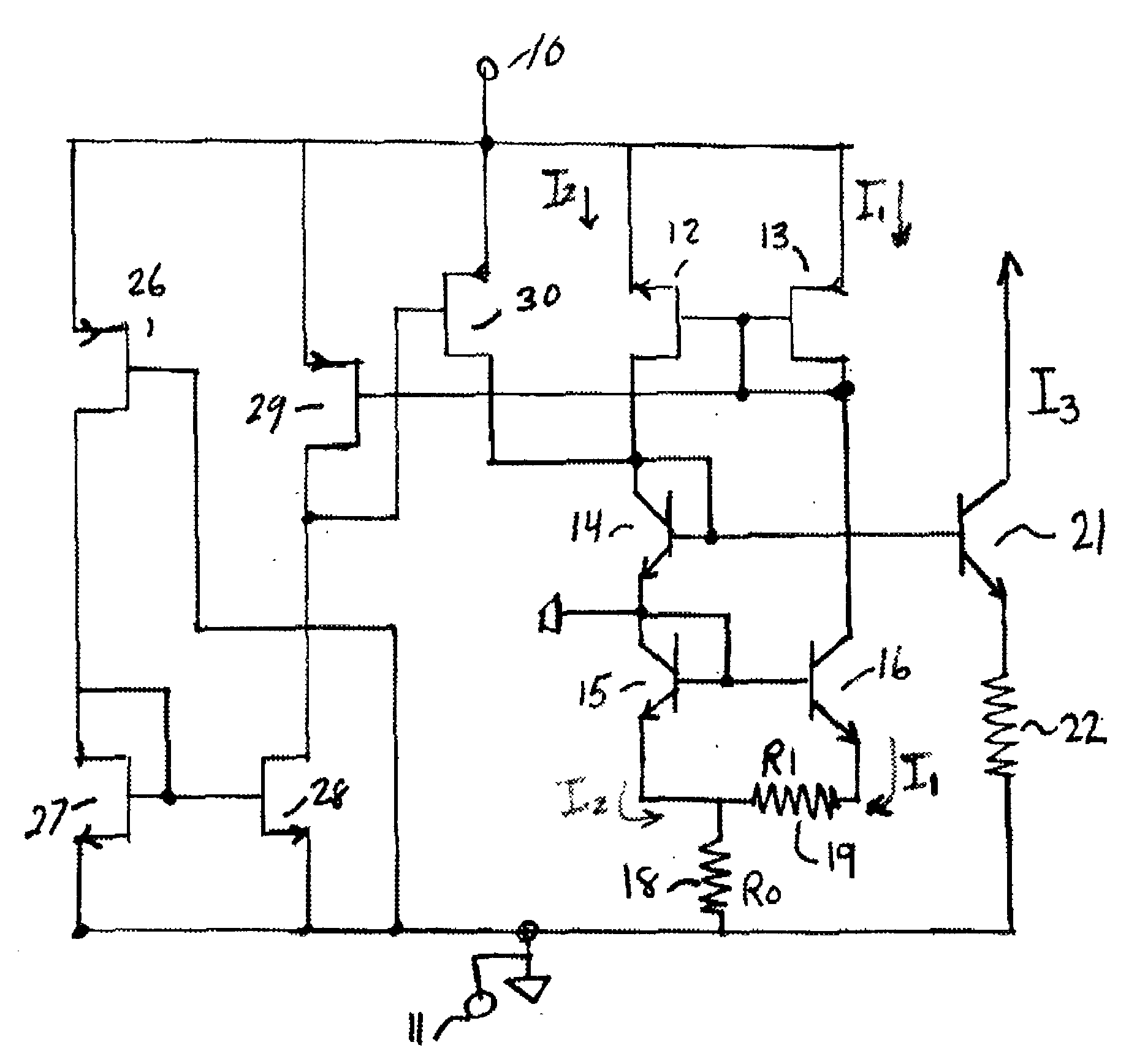 Constant current source having a controlled temperature coefficient