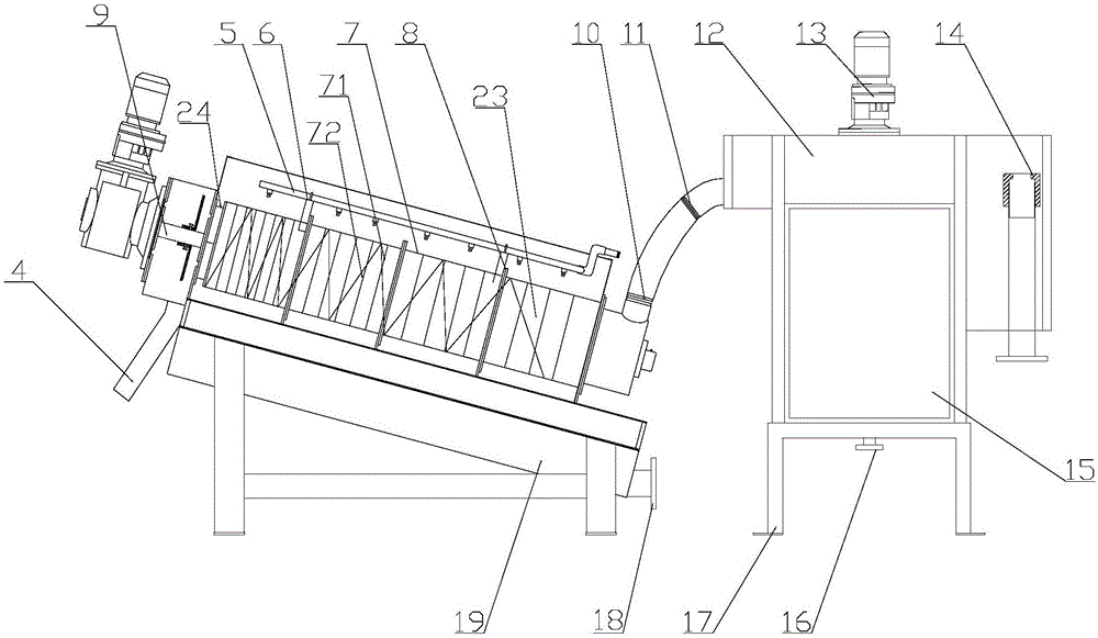 Stacked spiral type sludge dewatering machine