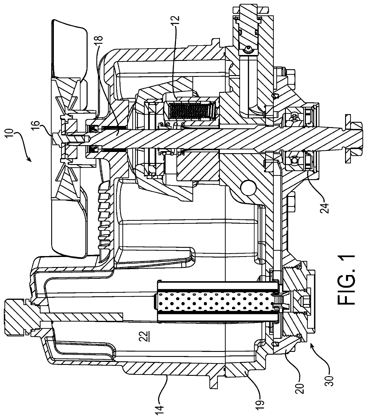 Quick drain, low mess, hydrostatic transmission filter and plug assembly