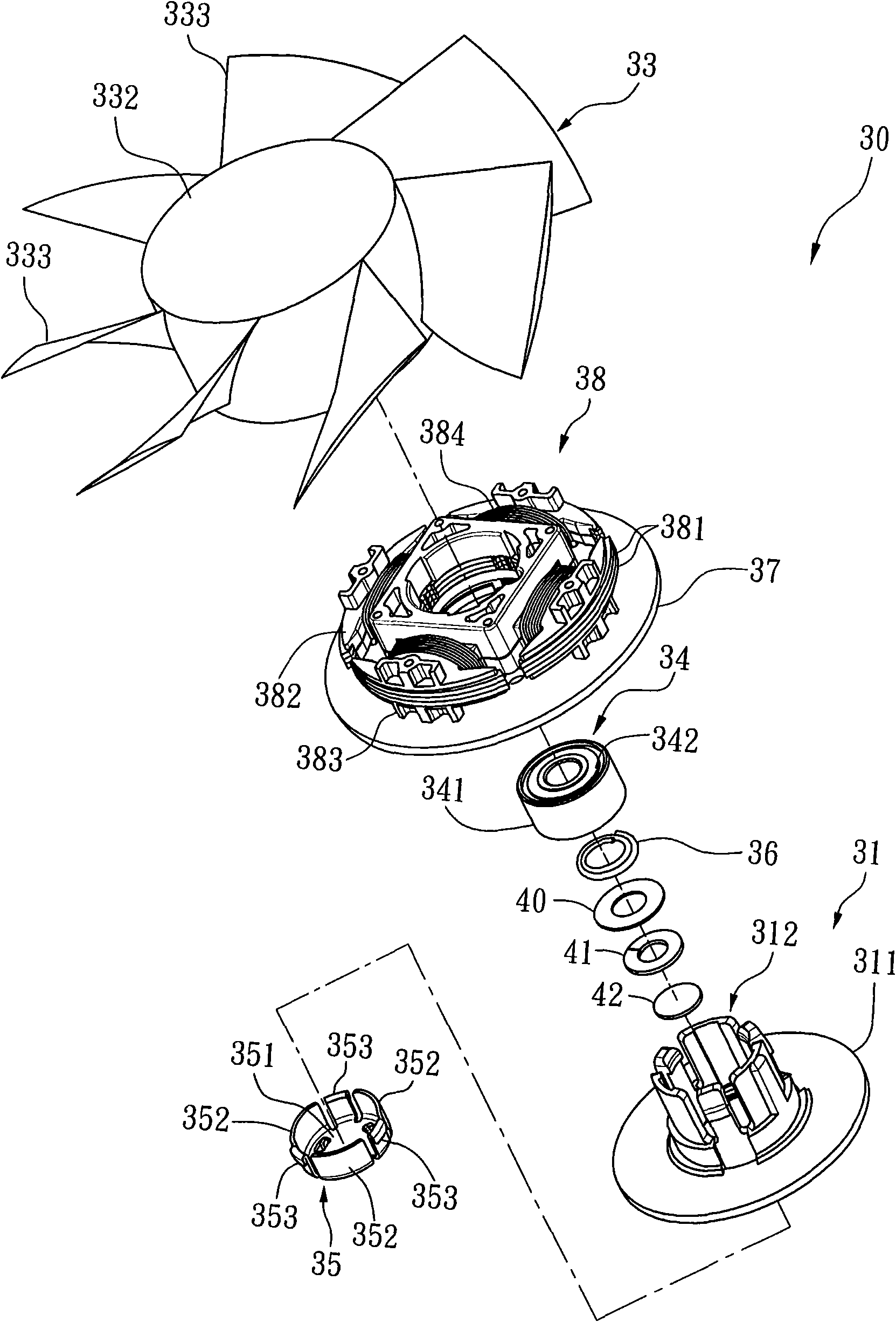 Rotating device having single ball bearing