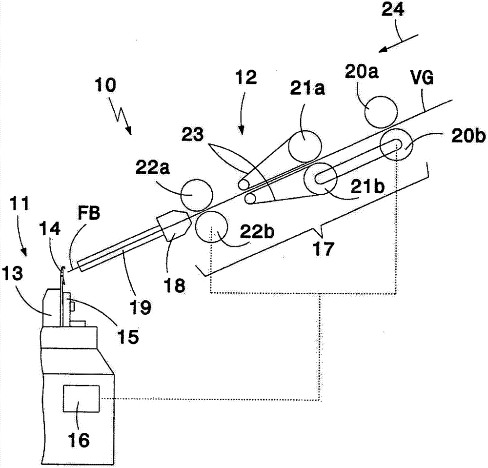 Machine and method for producing knitted fabric