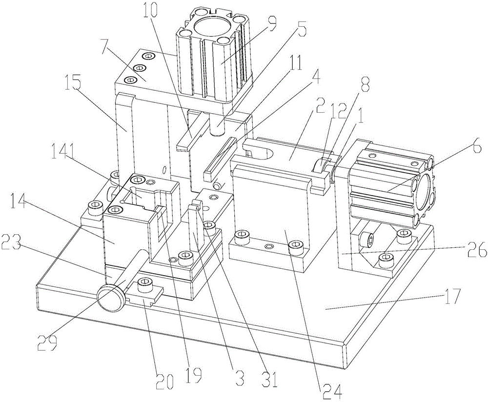 Shifting fork press fitting resetting block pneumatic tool for automotive combined switch