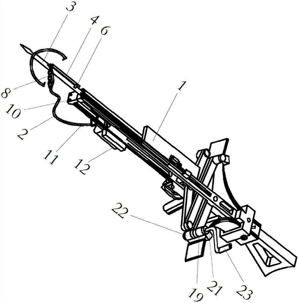 Crossbow structure capable of shooting field climbing rope