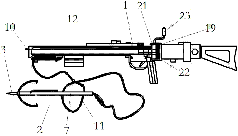 Crossbow structure capable of shooting field climbing rope