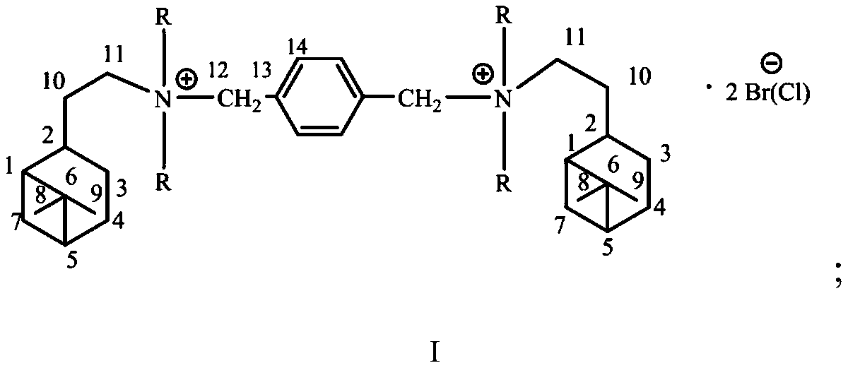 Hydrogenated nopyl gemini quaternary ammonium salt containing rigid hydrocarbon chain linking group, synthesis method and application thereof, and antibacterial agent