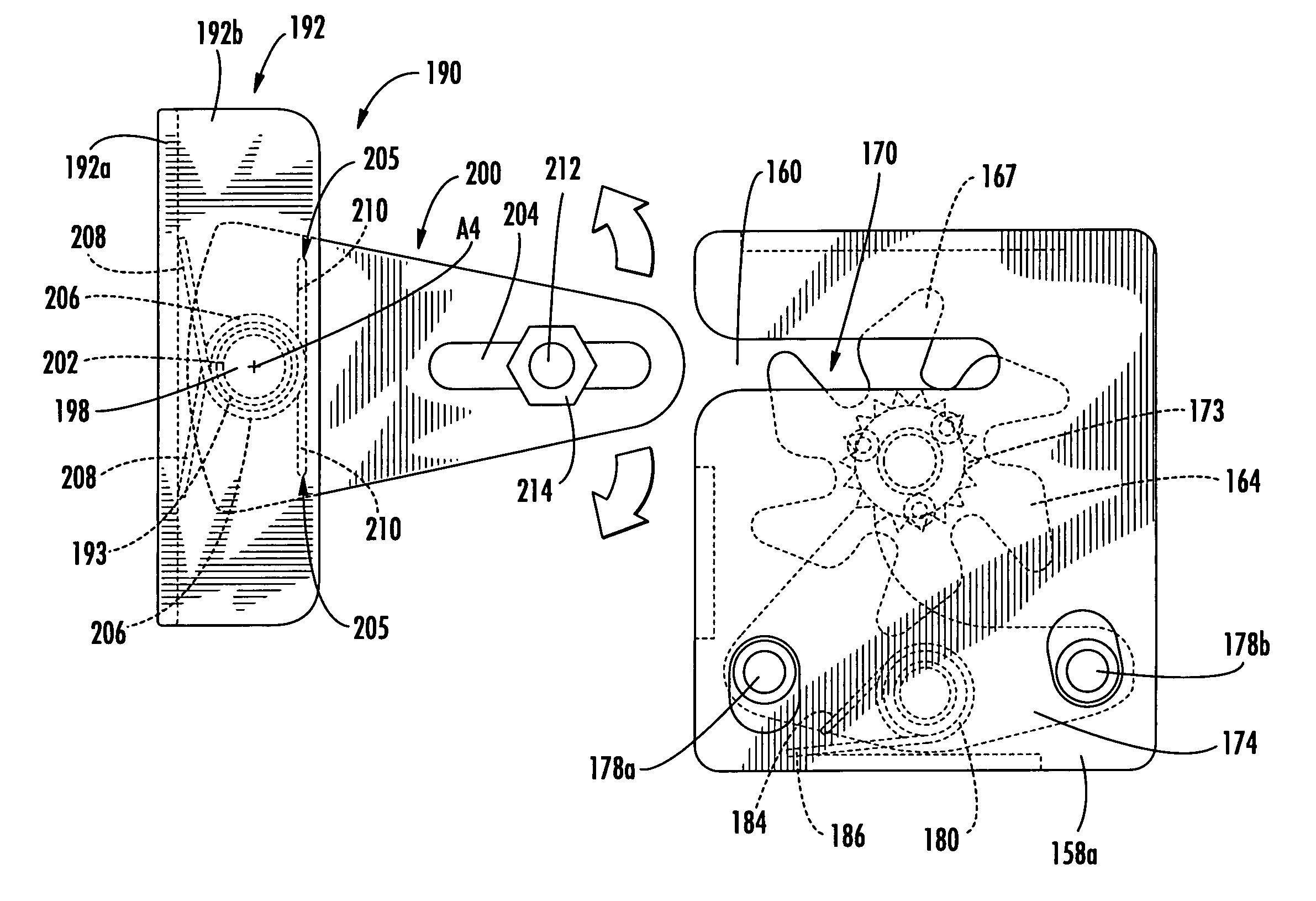 Container with adjustable rotary lock