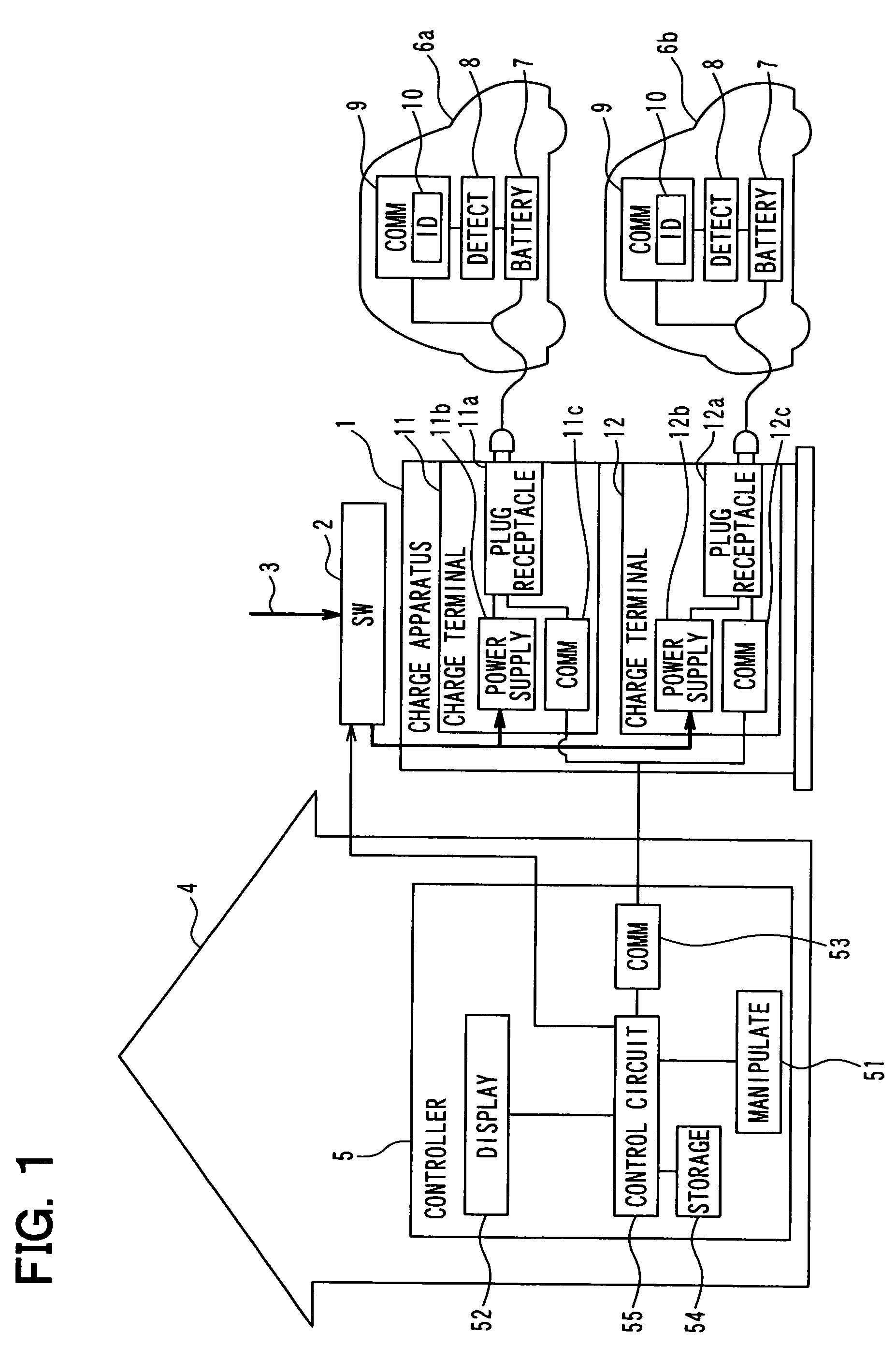 Charge status display apparatus and electric power supply control apparatus