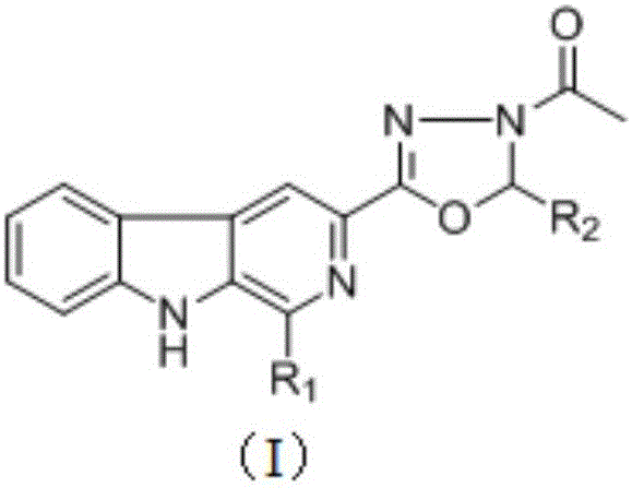 Harmaline oxazoline compound and preparation method and application thereof