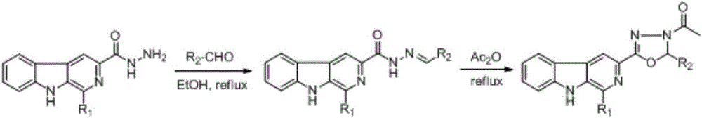 Harmaline oxazoline compound and preparation method and application thereof