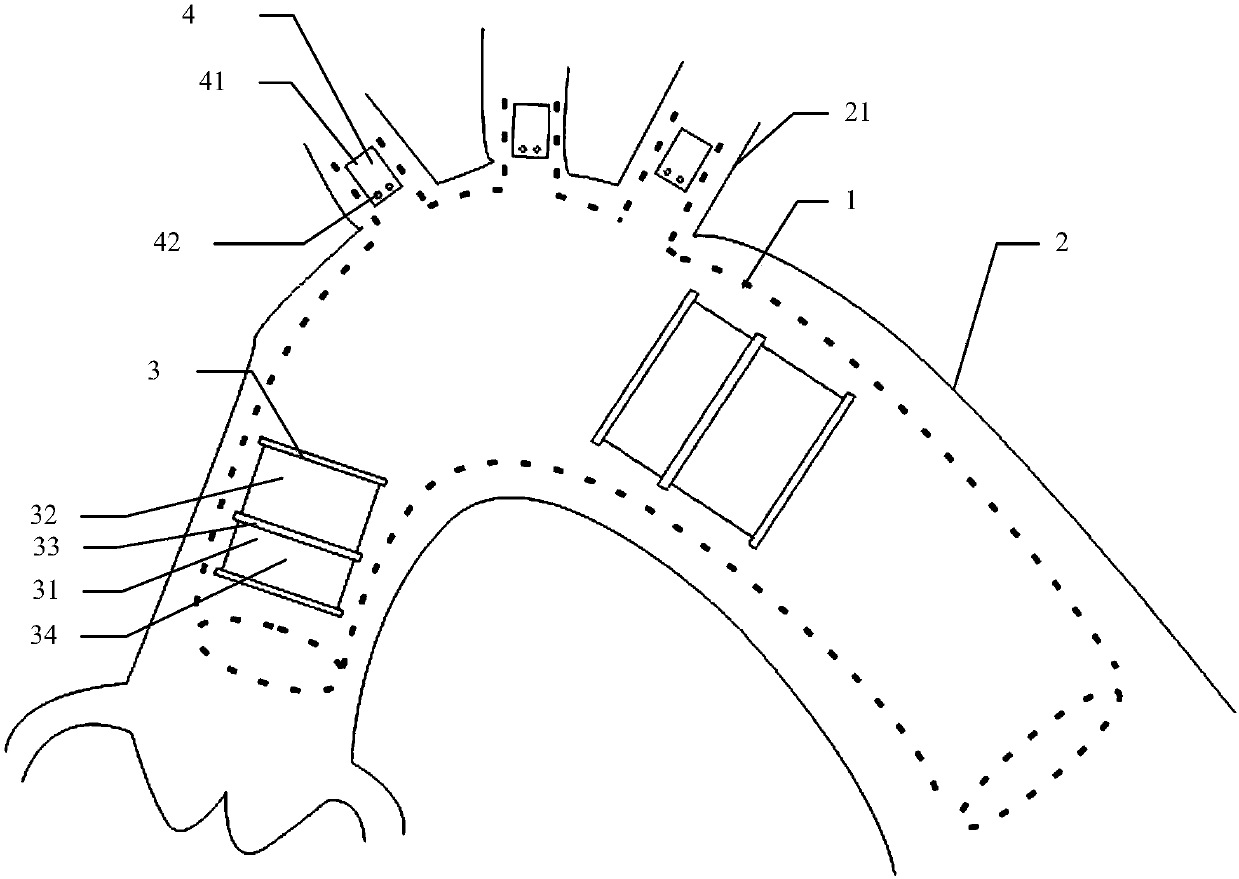 Device for connecting artificial blood vessels with aortas and innominate artery blood vessels in operations