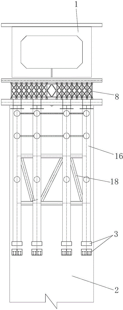 Construction support and method for overhead large-span heavy-duty cross beam